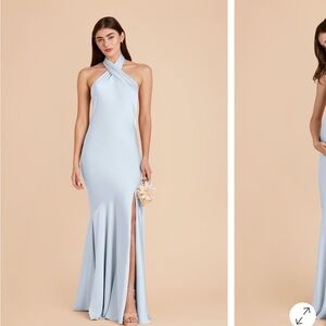 Matte Satin Mist Blue Bridesmaid Stephanie Dress from Birdy Grey